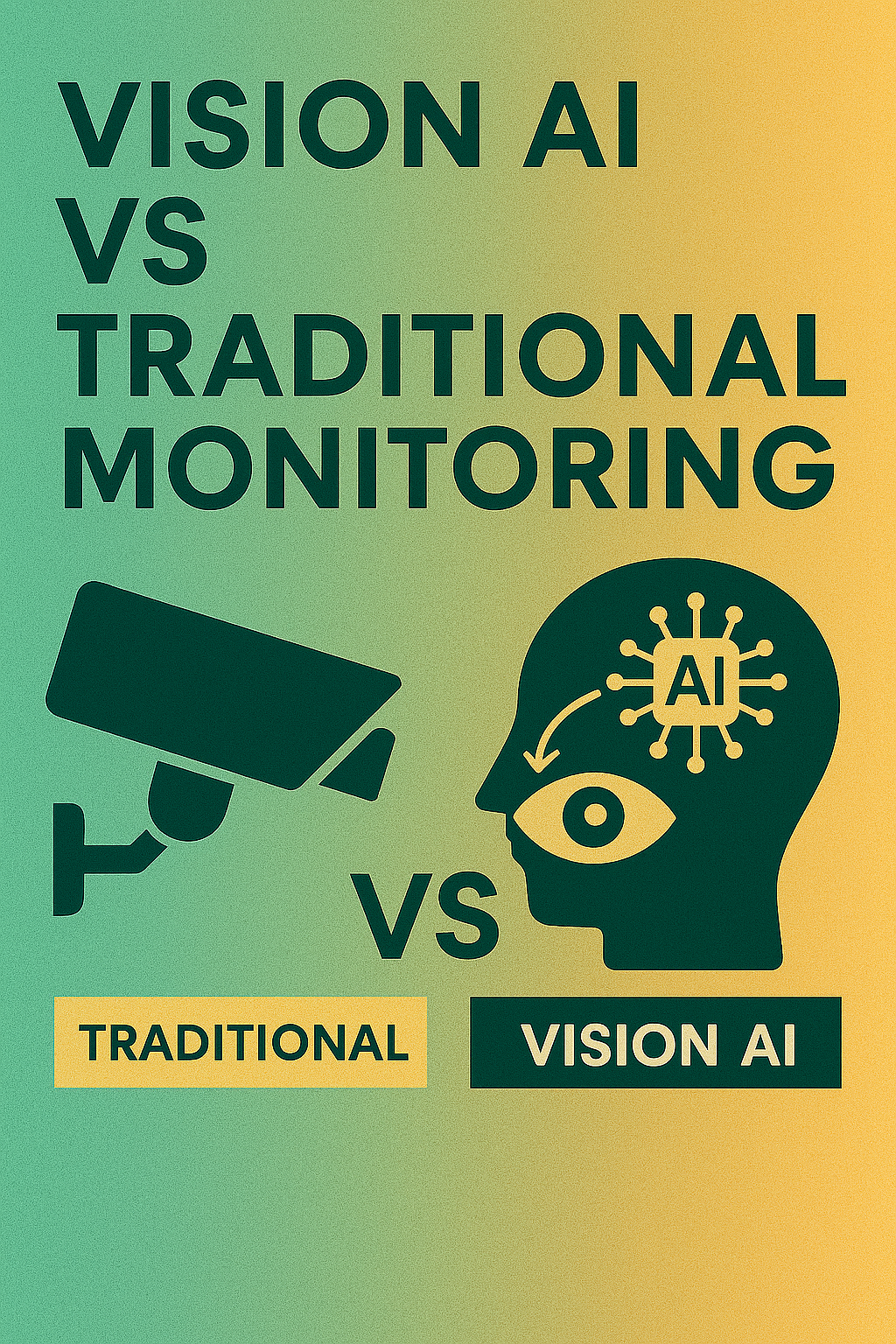 Infographic comparison of Vision AI and traditional monitoring systems for industrial use cases